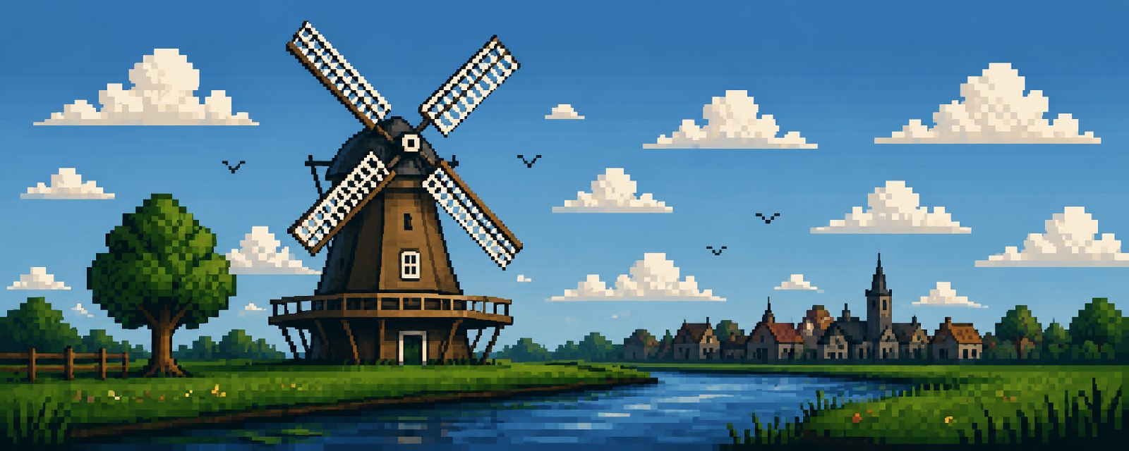 Nederlandse pixel-art windmolen